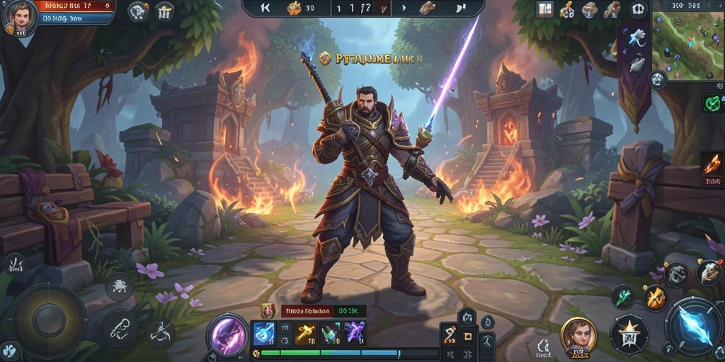 Screenshot gameplay 73K yang menampilkan pertarungan epik dan karakter yang kuat.