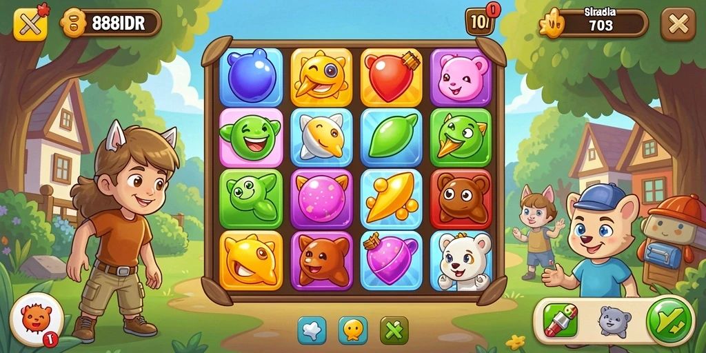 Screenshot gameplay <strong>888IDR</strong> menunjukkan momen seru mencocokkan item.