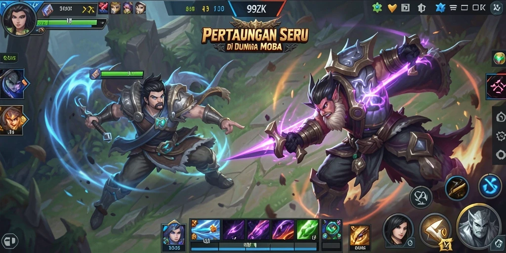 Tangkapan layar utama 99ZK menunjukkan aksi pertarungan tim yang seru di arena.