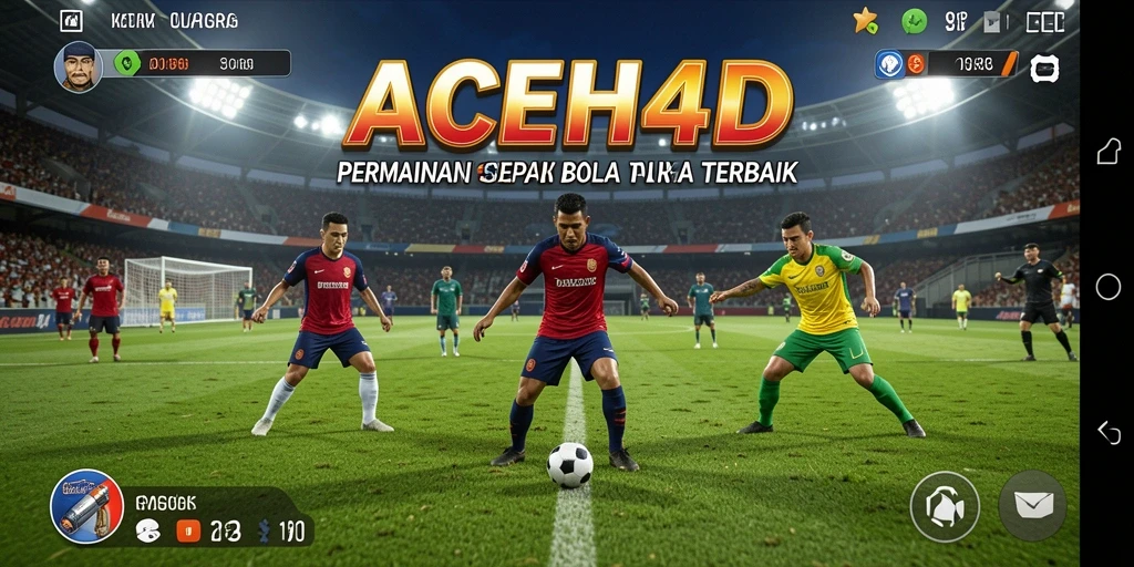 Tampilan gameplay menegangkan dari ACEH4D dengan aksi sepak bola nyata.
