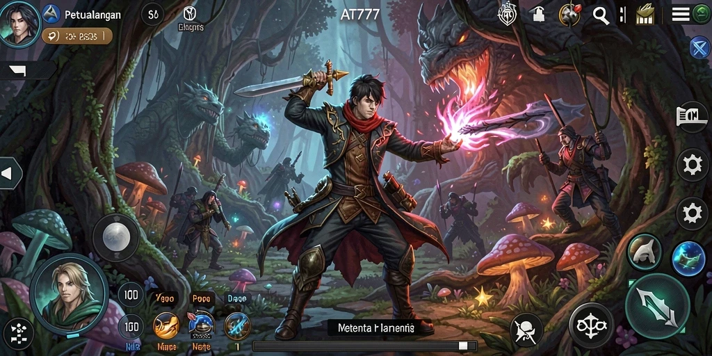Screenshot gameplay AT777 menunjukkan aksi mendebarkan di dunia petualangan.
