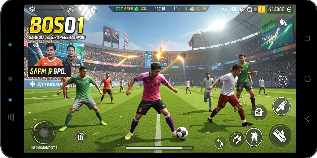 Screenshot menunjukkan pemain beraksi dalam pertandingan olahraga yang mendebarkan.