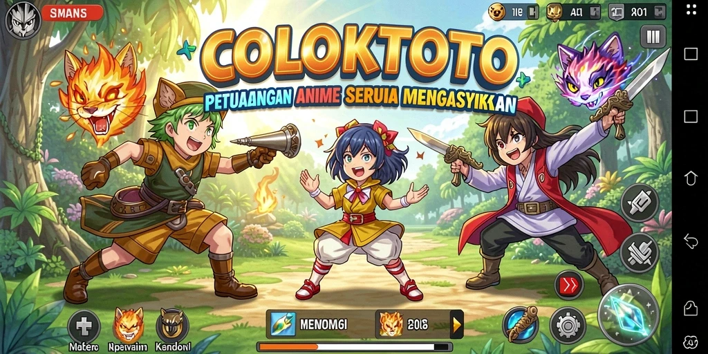 Screenshot gameplay COLOKTOTO menampilkan aksi seru karakter Anime.