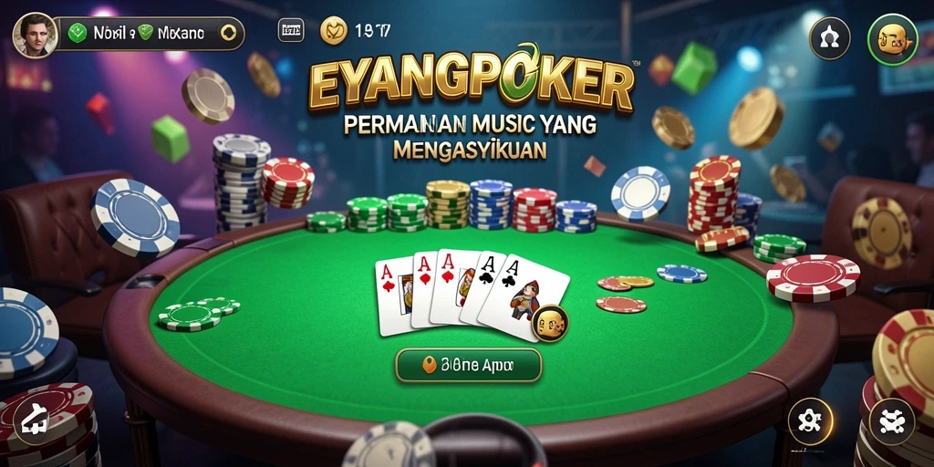 Tampilan gameplay menarik dari EYANGPOKER dengan elemen musik.