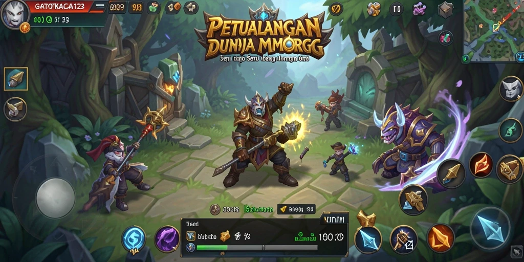 Tangkapan layar GATOTKACA123 menunjukkan aksi seru dalam pertempuran MMORPG.