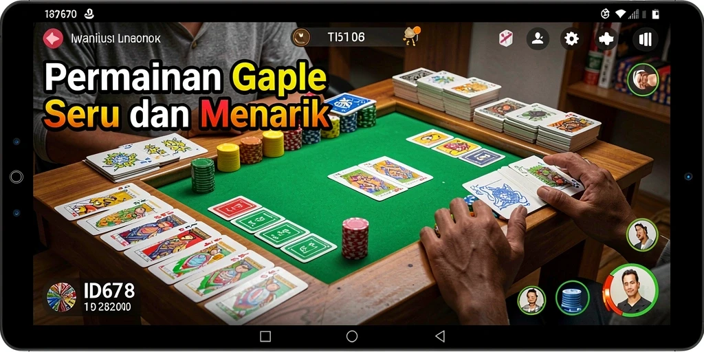Tangkapan layar gameplay seru ID678 dengan pemain yang asyik bermain Gaple.