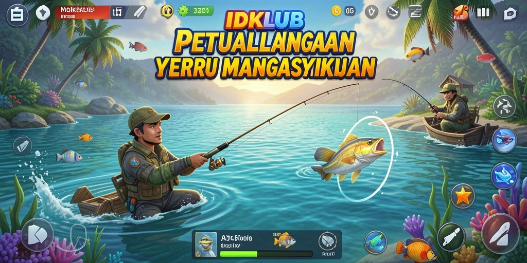 Screenshot IDKLUB menunjukkan momen seru saat menangkap ikan besar.