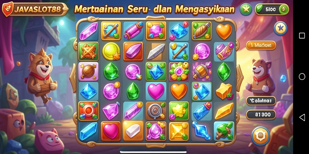 Tampilan gameplay seru dan berwarna-warni dari JAVASLOT88.