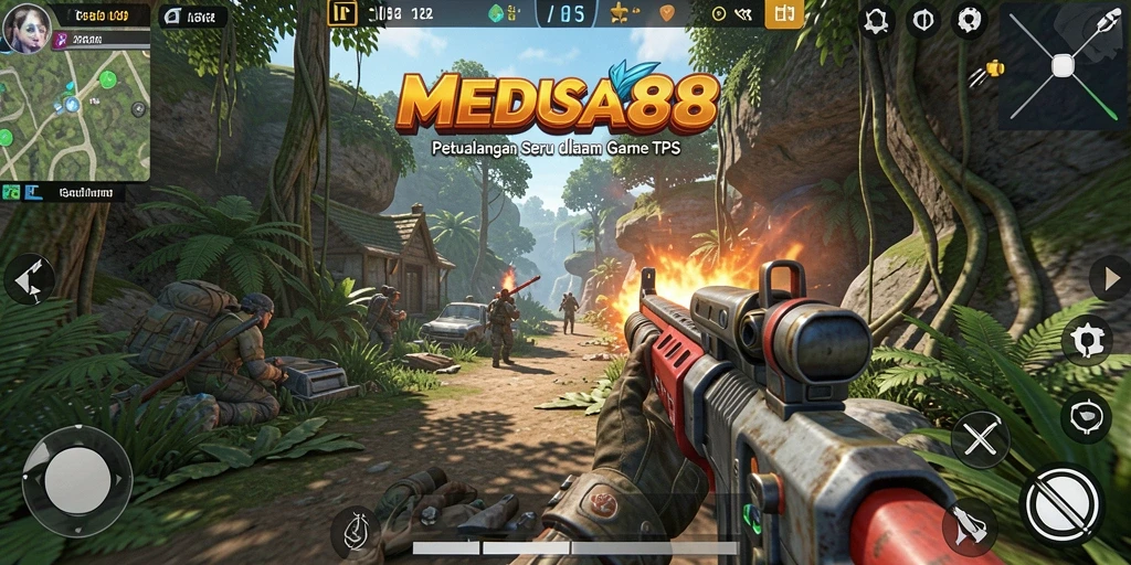 Screenshot menunjukkan aksi intens di medan pertempuran TPS.
