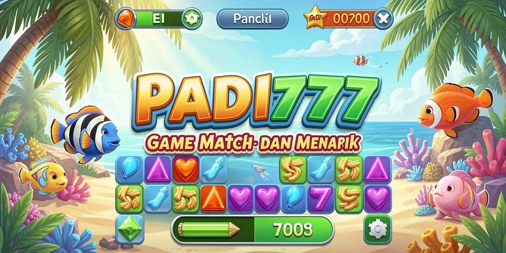 Screenshot menunjukkan gameplay Match-3 yang menantang dan penuh warna.