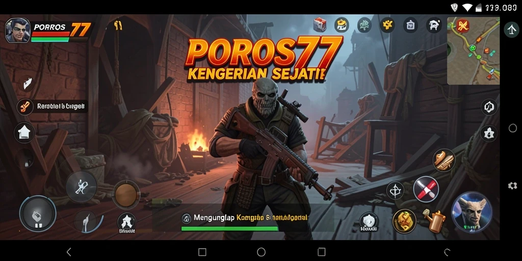 Tampilan menyeramkan dari gameplay POROS77 yang menegangkan.