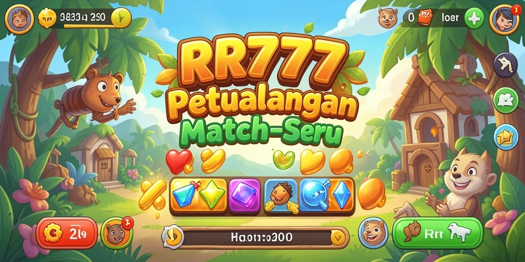 Screenshot gameplay RR777 menunjukkan aksi mencocokkan simbol Match-3 yang seru.
