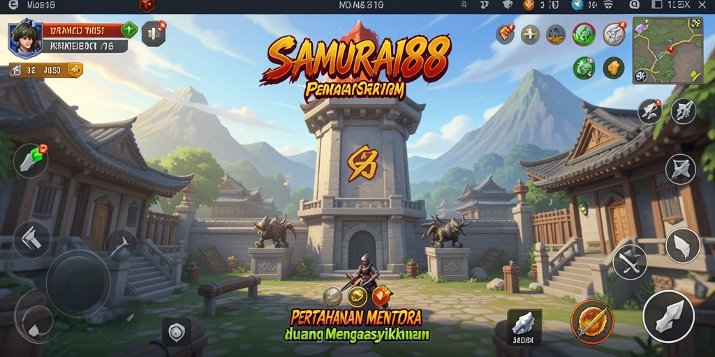 Screenshot SAMURAI88 menampilkan aksi seru dalam gameplay Tower Defense.