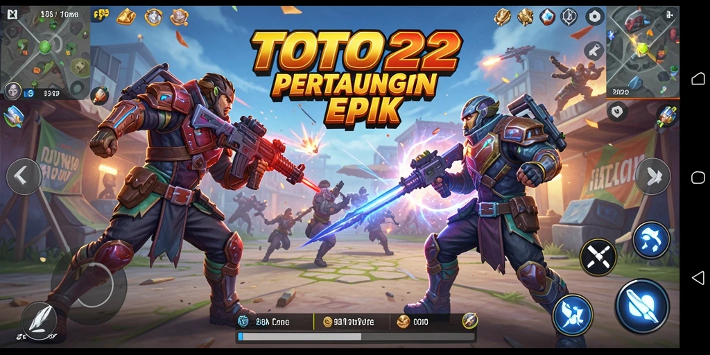 Screenshot TOTO22 menampilkan pertarungan seru dalam arena Battle Royale.