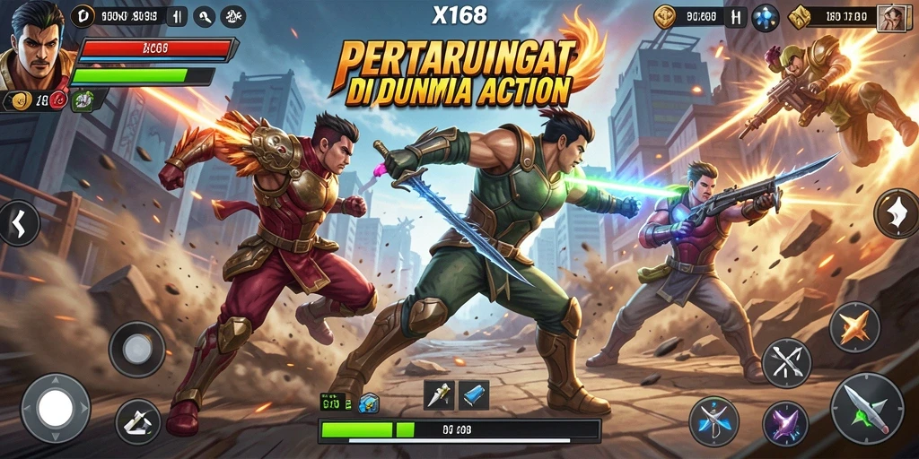 Tangkapan layar yang menampilkan aksi seru dalam game X168.